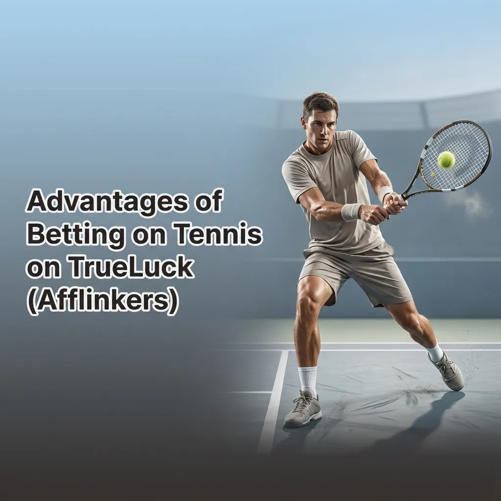 Infographic listing key benefits of betting on tennis at TrueLuck, including wide coverage, live betting, cash out, and Irish-friendly support