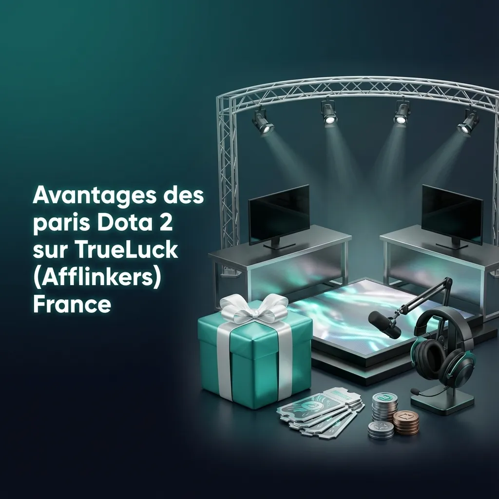 Bannière TrueLuck Dota 2 en français, mettant en avant bonus, cotes compétitives et paris e-sport sur mobile
