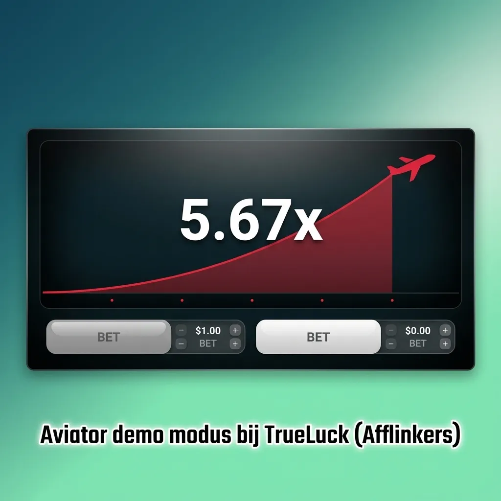 Screenshot van Aviator demo modus bij TrueLuck (Afflinkers) met stijgende multiplier en virtuele inzetten