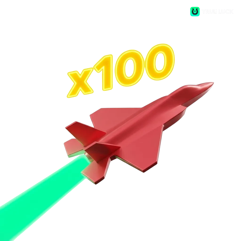 Οθόνη Aviator στο TrueLuck με ανερχόμενο αεροπλάνο, πολλαπλασιαστή και κουμπί cash out σε μοντέρνο καζίνο περιβάλλον