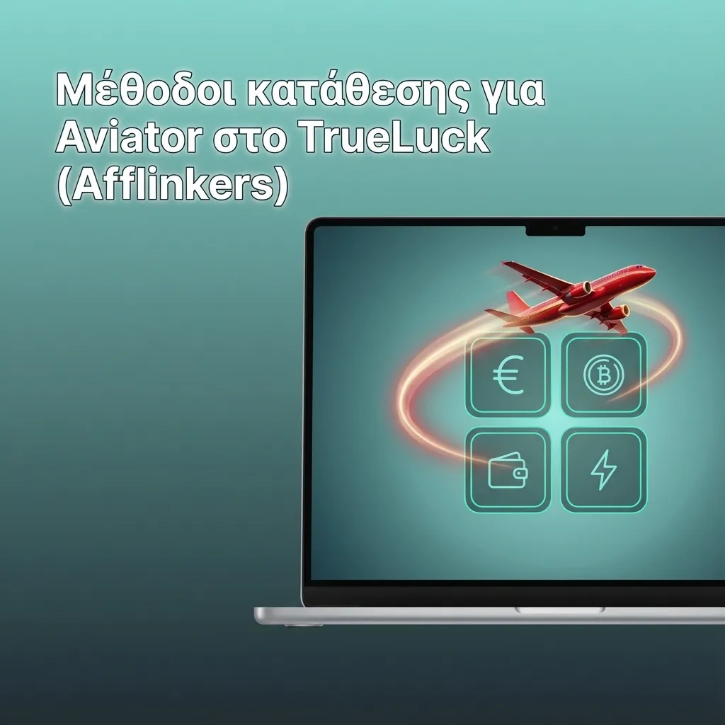 Οθόνη ταμείου TrueLuck Aviator με εικονίδια Visa, Mastercard, τράπεζας, Revolut, GPay, e-wallet και crypto σε ευρώ
