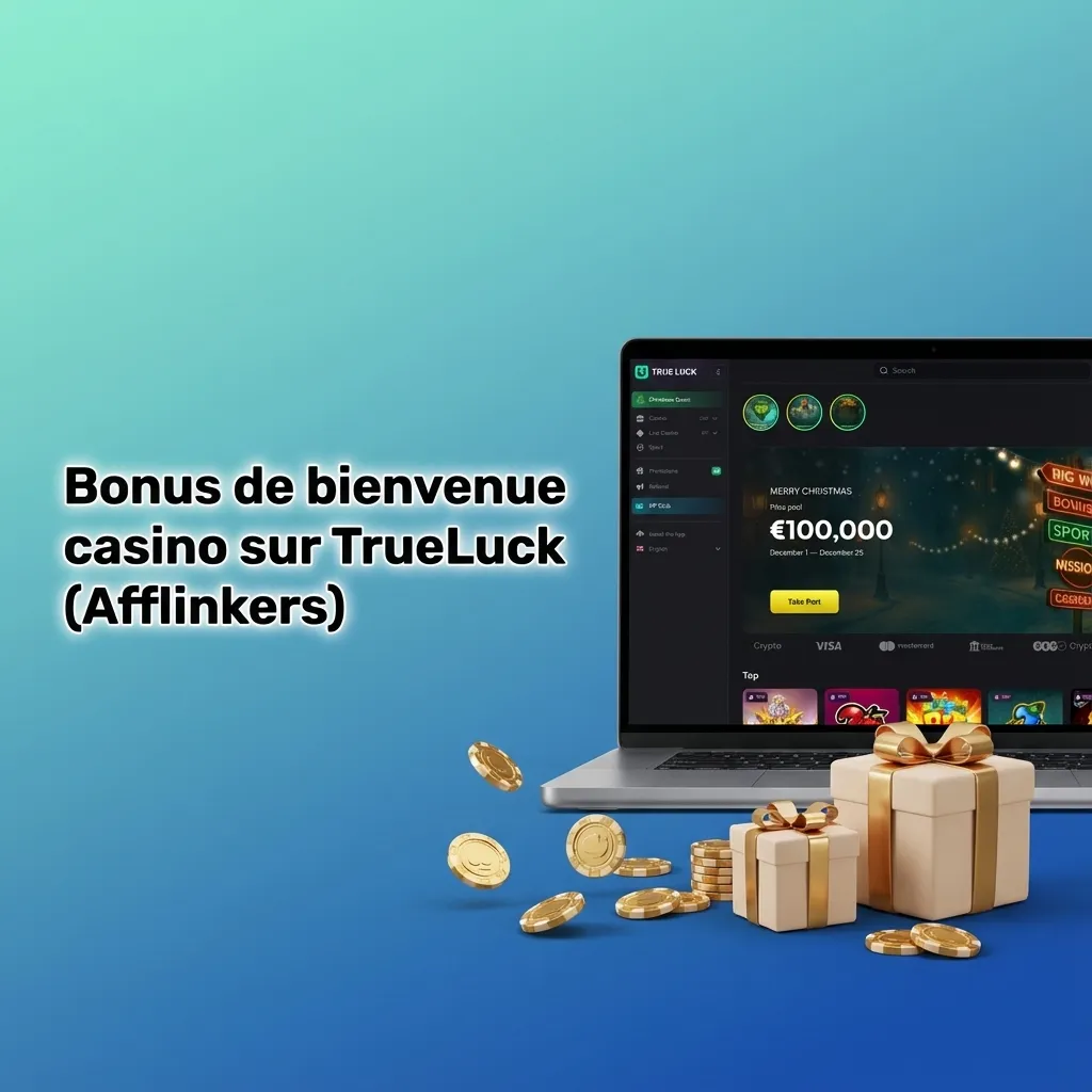 Bannière TrueLuck Casino France : bonus de bienvenue 250 % jusqu’à 4 000 € + 175 tours gratuits, casino en direct et paris sportifs