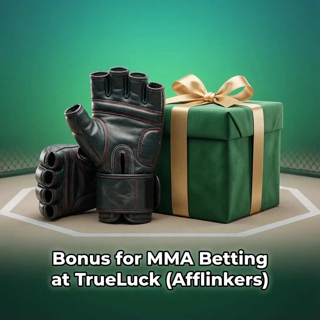 Promotional banner for TrueLuck MMA betting bonus, highlighting welcome offer details for new sports betting users