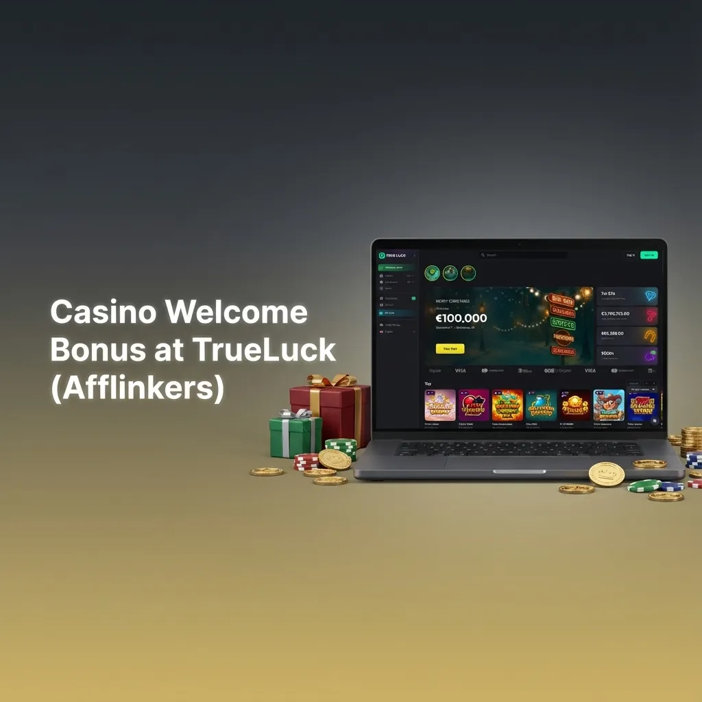 Banner advertising TrueLuck casino welcome bonus for Irish players: 250% up to €4,000 plus 175 free spins and more promotions