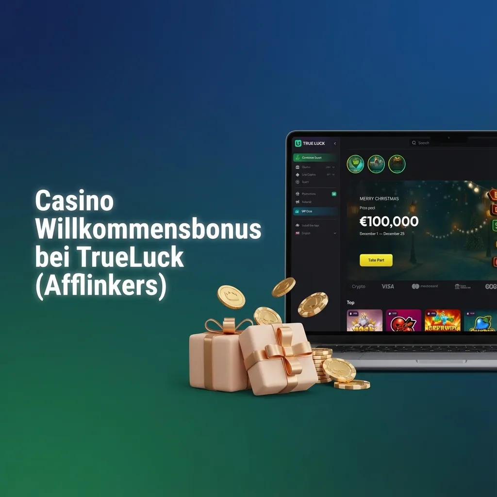 Banner für TrueLuck-Casino-Willkommensbonus in Deutschland: 250 % Bonus, Freispiele, Live-Casino- und Sportwetten-Angebote