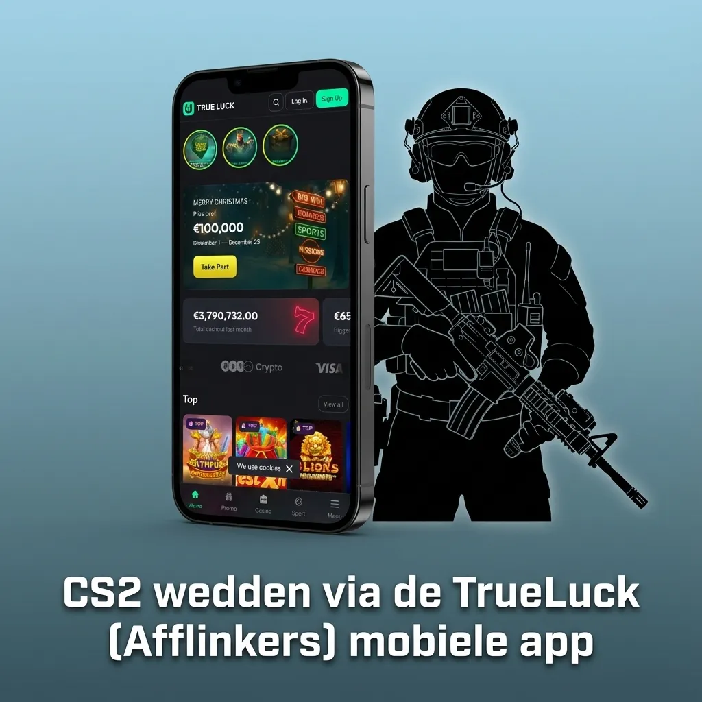 Persoon houdt smartphone vast met TrueLuck app open om live op CS2-wedstrijden te wedden in Nederland