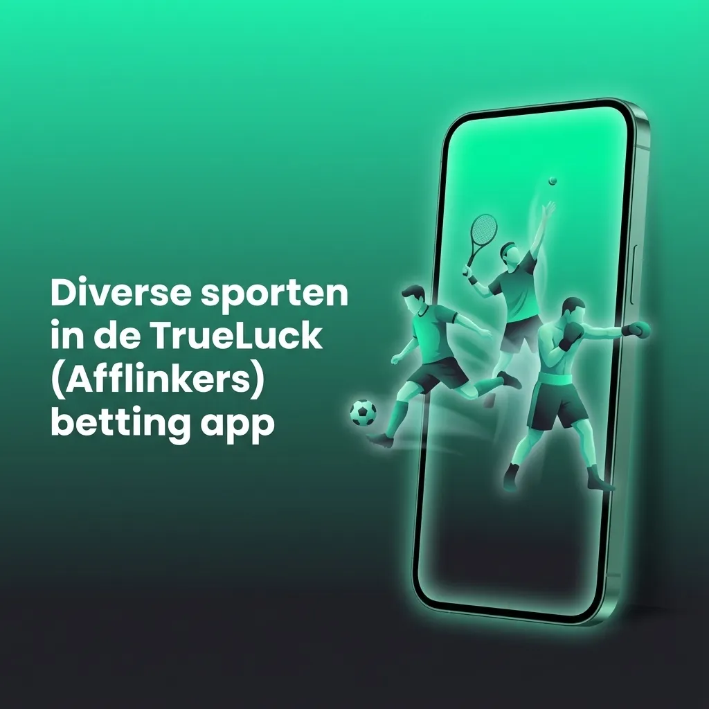 Scherm van TrueLuck (Afflinkers) app met diverse sportweddenschappen, live en pre‑match, inclusief voetbal, eSports en meer