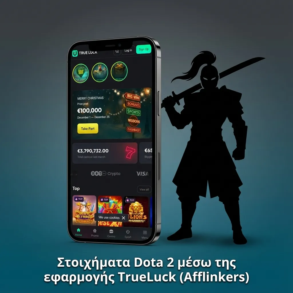 Οθόνη κινητού με εφαρμογή TrueLuck για στοιχήματα Dota 2, live αποδόσεις και αγορές eSports σε πραγματικό χρόνο