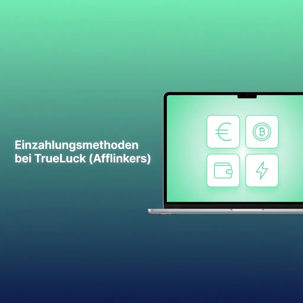 Illustration von Einzahlungsmethoden bei TrueLuck: Nutzer wählt im Kassenbereich Zahlungsmethode und Betrag für Sportwetten/Casino