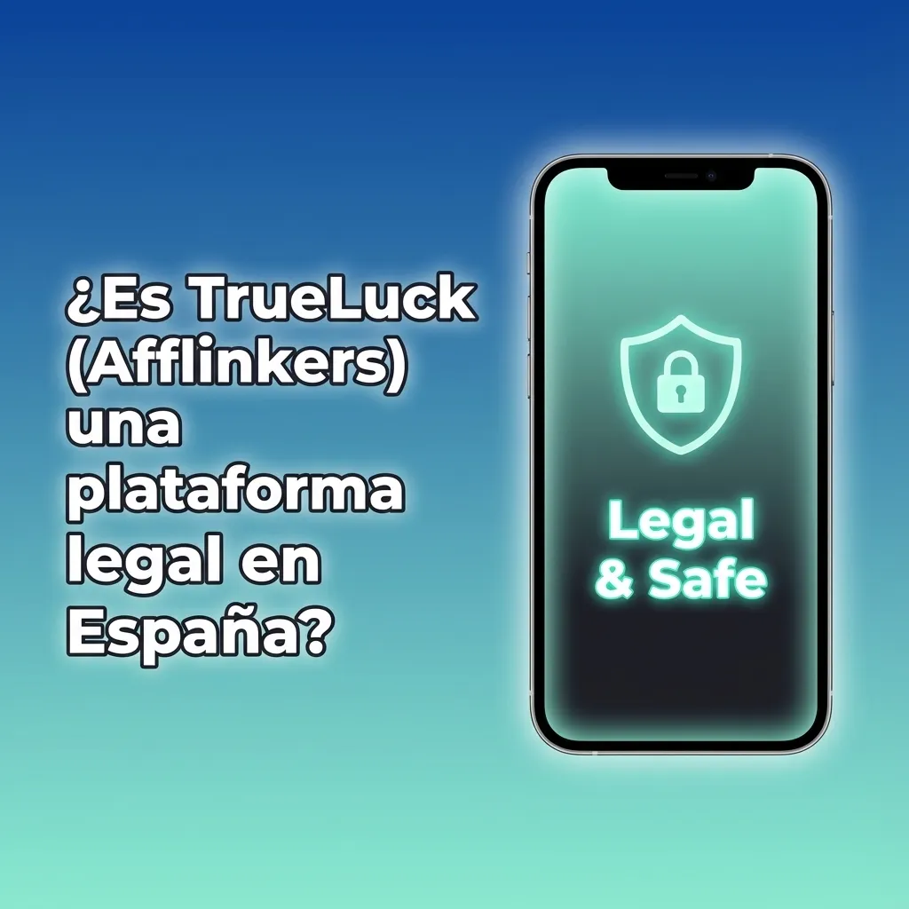 Ilustración de TrueLuck en España con sello de licencia legal, juego responsable y protección de datos personales