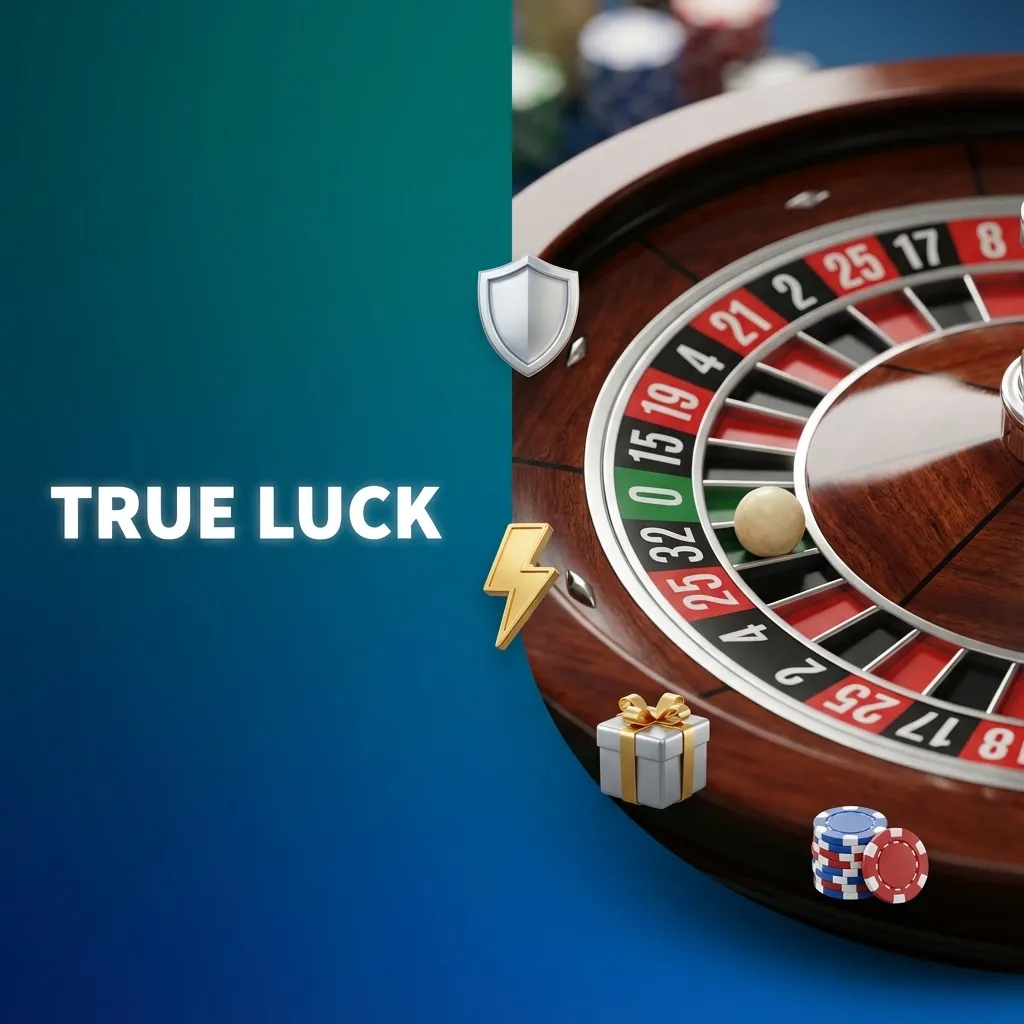 Infografía del casino online TrueLuck para España, destacando pagos locales, app móvil, bonos y juego responsable