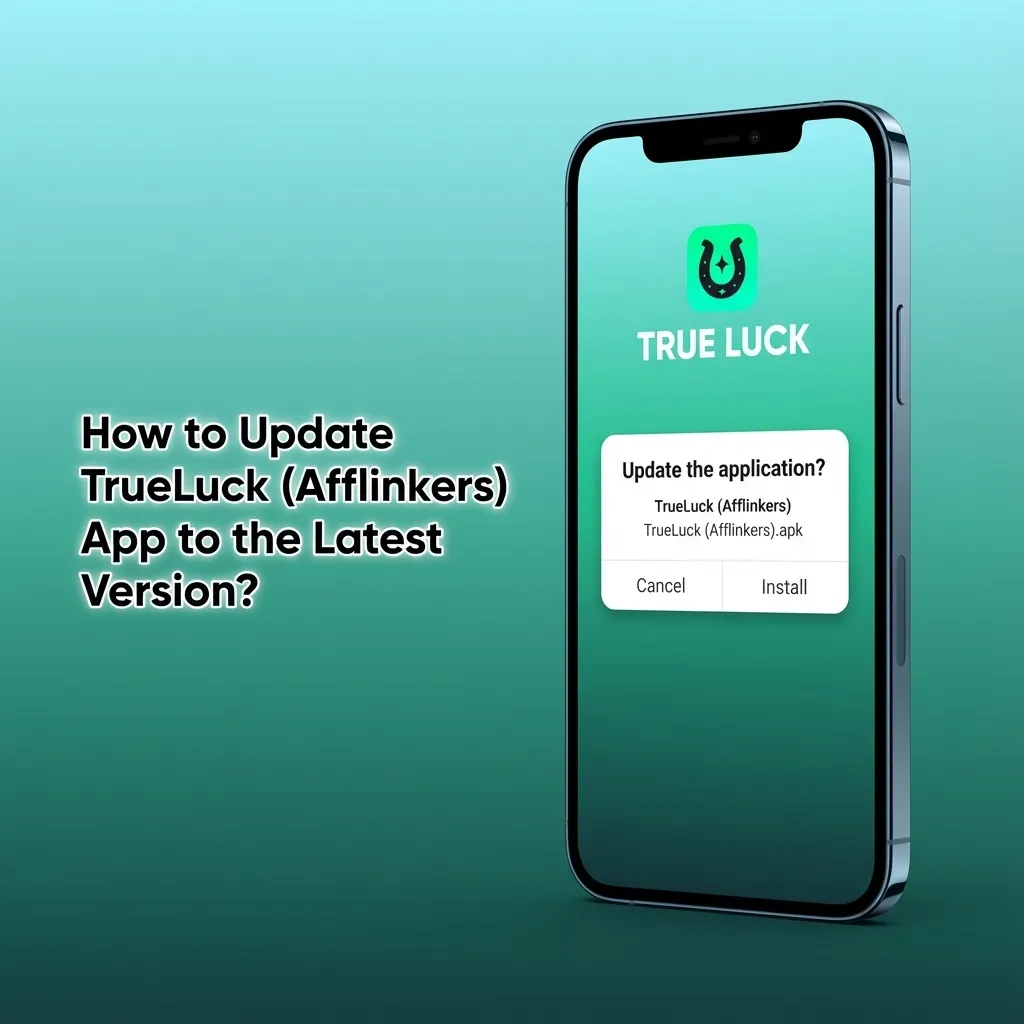 Illustration of updating TrueLuck (Afflinkers) app on Android via APK and iOS PWA auto-update for latest secure features