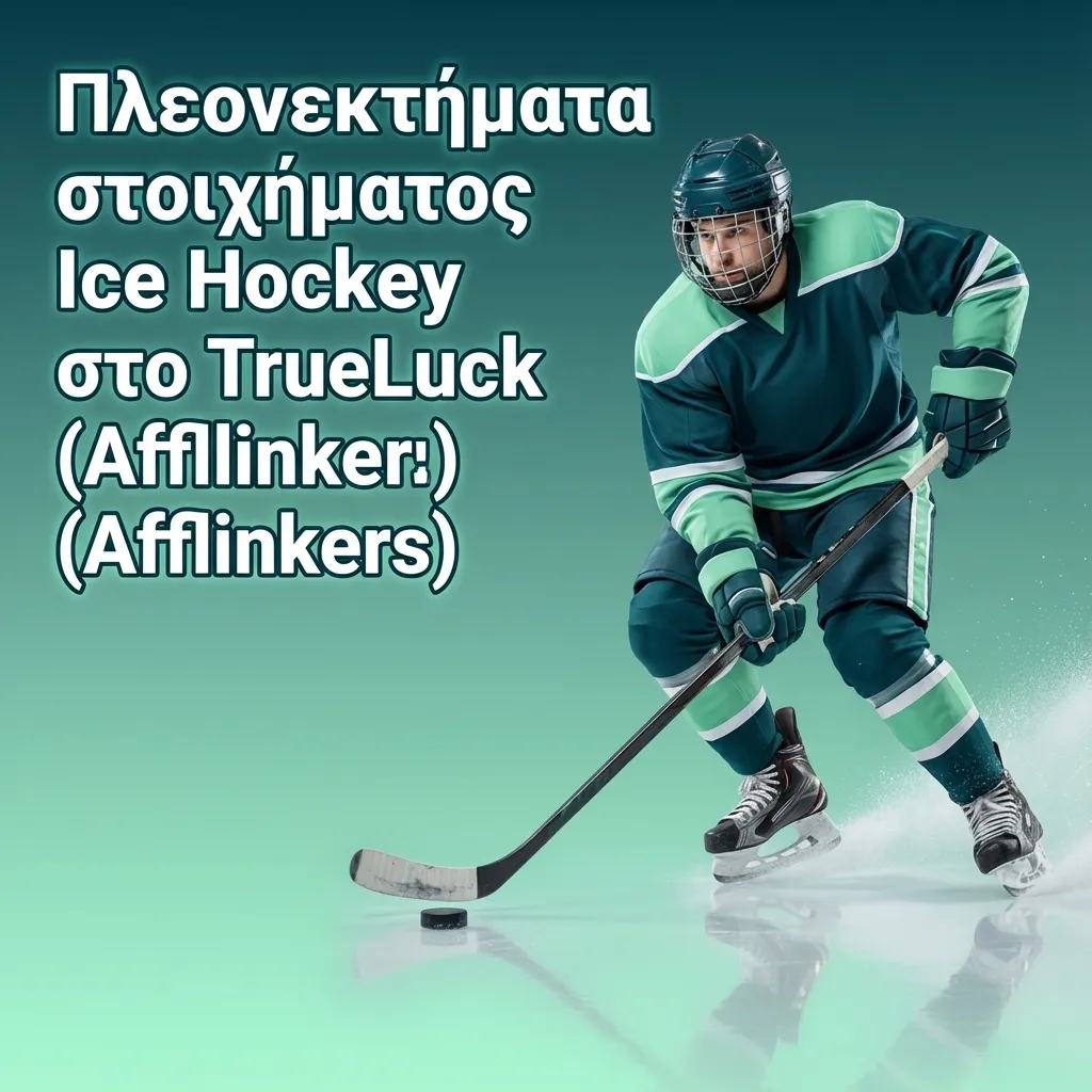 Προωθητικό banner TrueLuck για μπόνους στοιχήματος Ice Hockey, με παγωμένο γήπεδο και παίκτη σε κίνηση