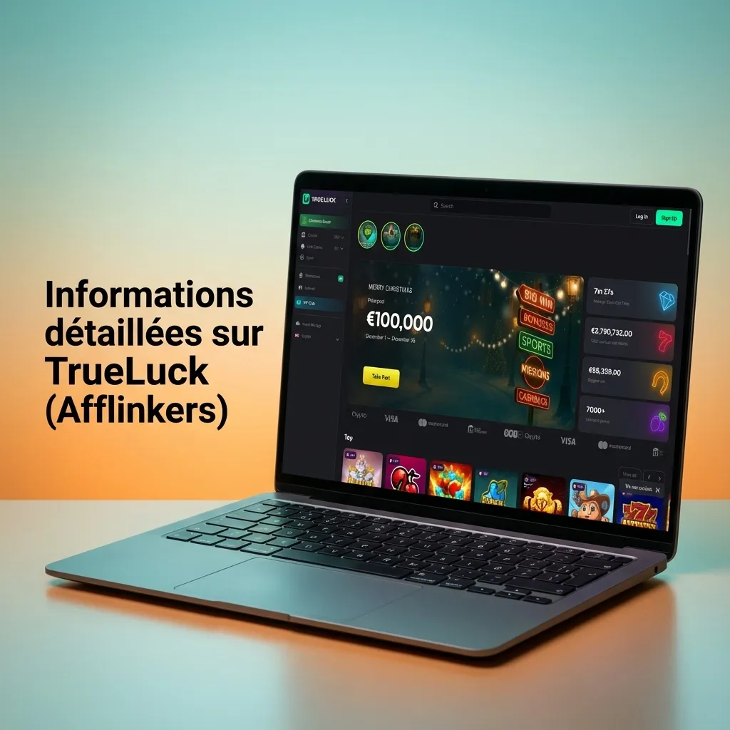 Interface TrueLuck avec paris sportifs, cotes claires, jeux de casino en ligne et focus sur sécurité des joueurs français