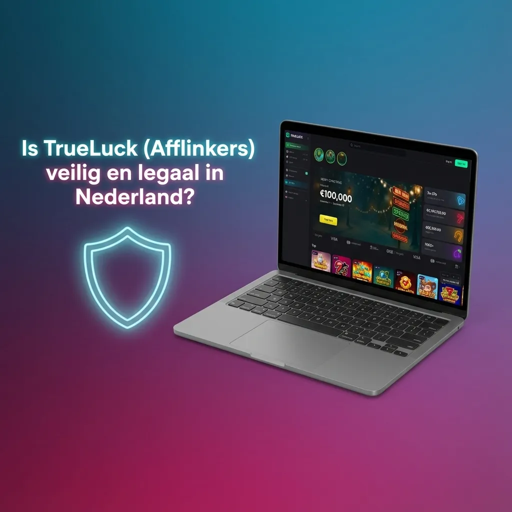 Infographic over TrueLuck’s internationale licentie, gegevensbescherming, versleuteling en veilig, gereguleerd spelen in Nederland