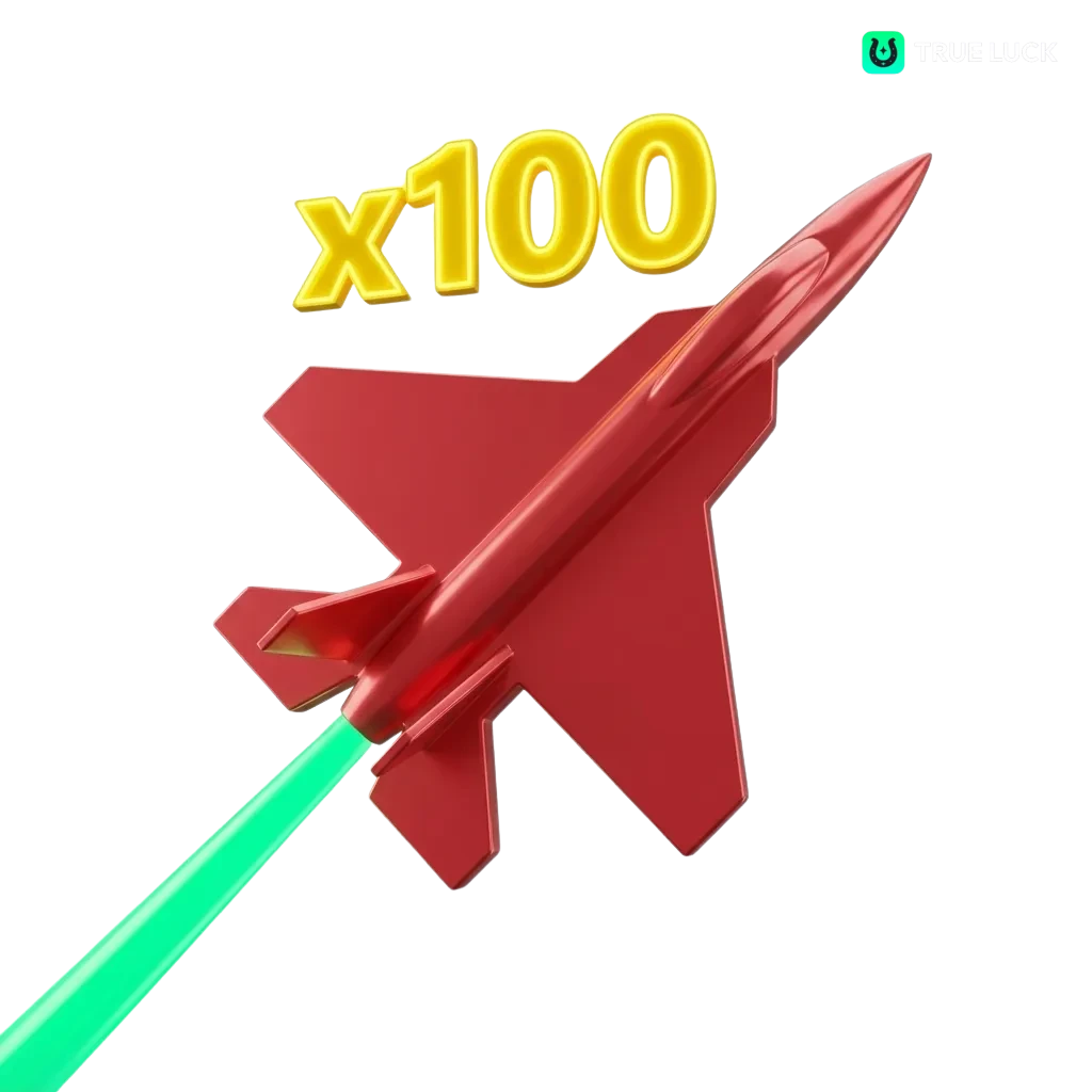 Interface du jeu Aviator TrueLuck avec petit avion rouge, multiplicateurs croissants et options de mise en temps réel