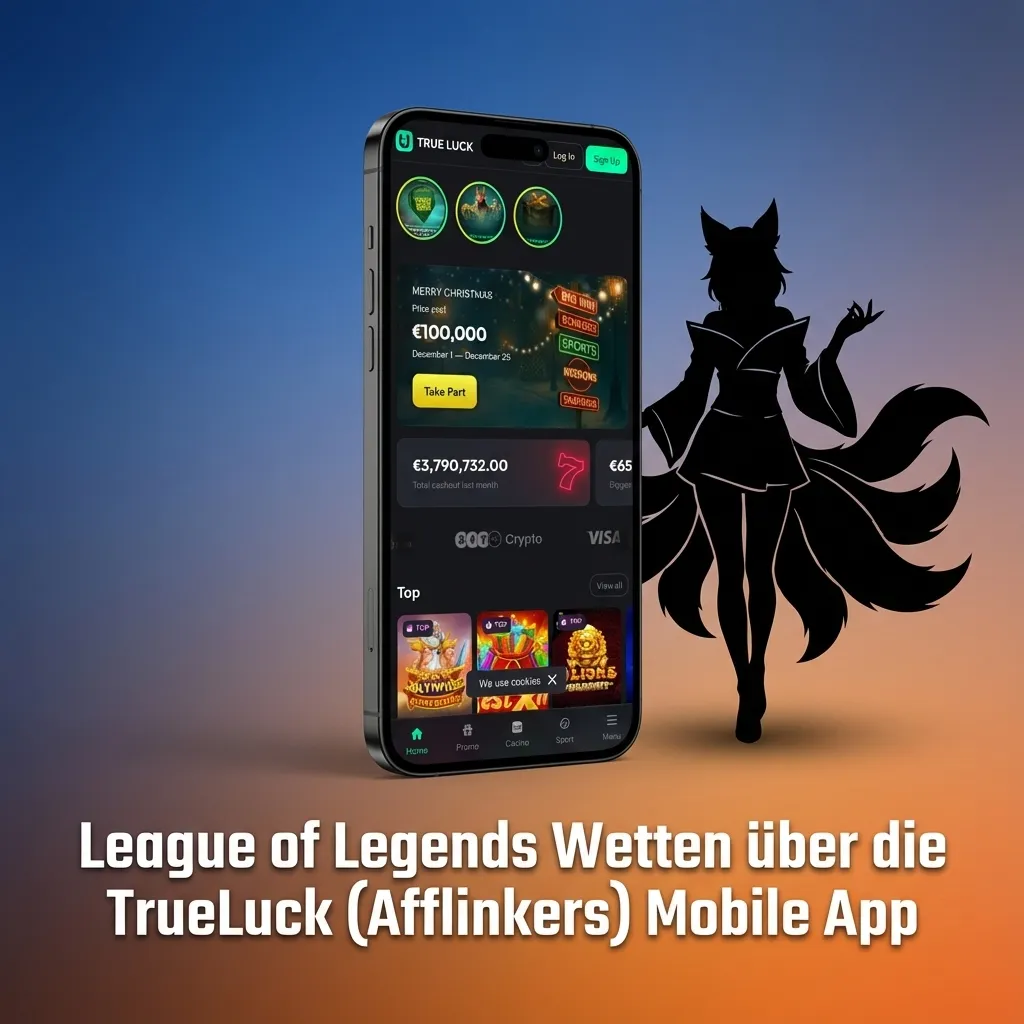 Smartphone-App mit League of Legends Wettoberfläche, Live-Quoten, Matchliste und Wettschein der TrueLuck (Afflinkers) Plattform