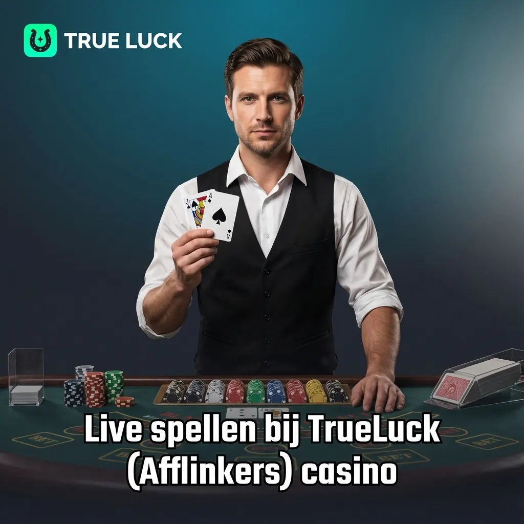 Dealer presenteert live roulettetafel bij TrueLuck casino met digitaal inzetveld en zichtbaar draaiend wiel in de studio.