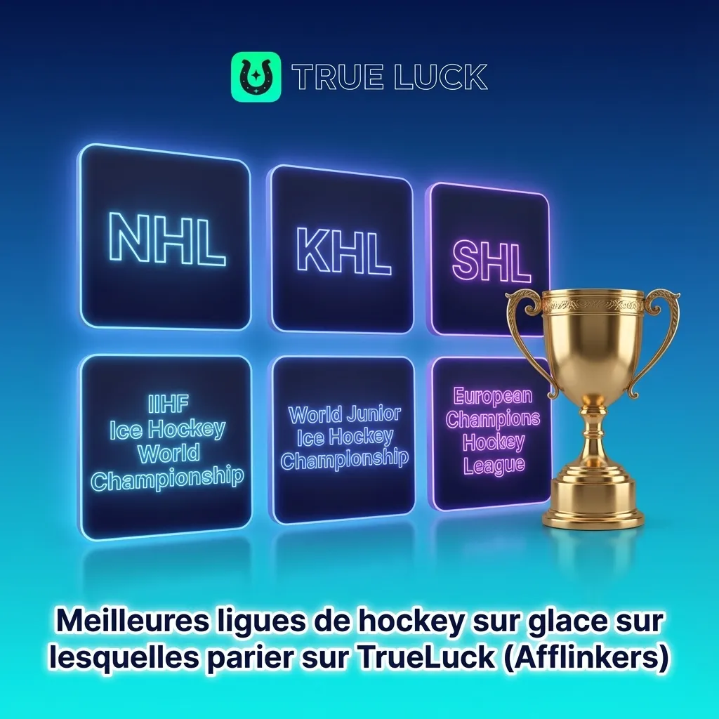 Bannière TrueLuck mettant en avant les meilleures ligues de hockey sur glace pour parier en ligne