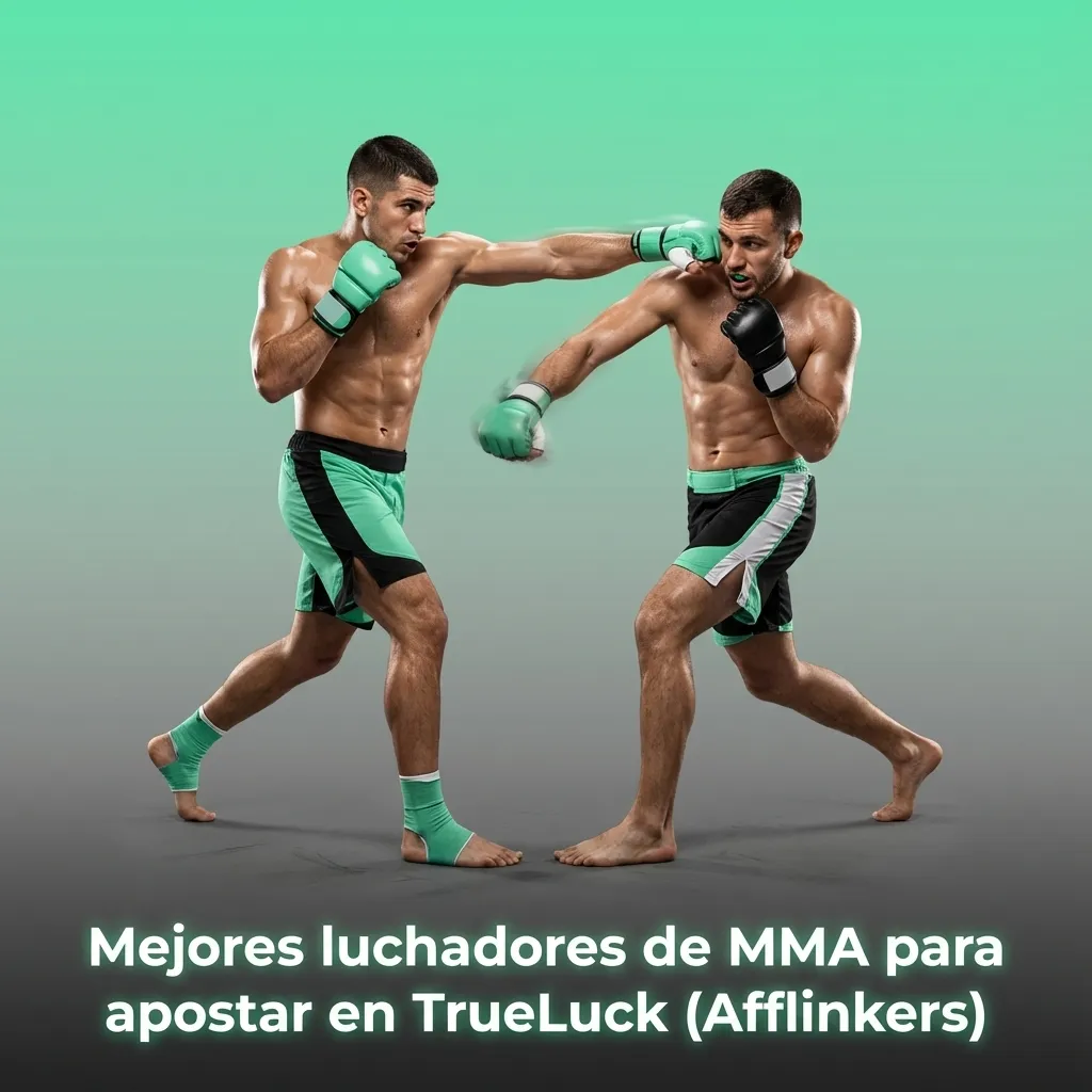 Ilustración de luchadores de MMA en jaula con logos de TrueLuck y Afflinkers, enfocada a apuestas deportivas