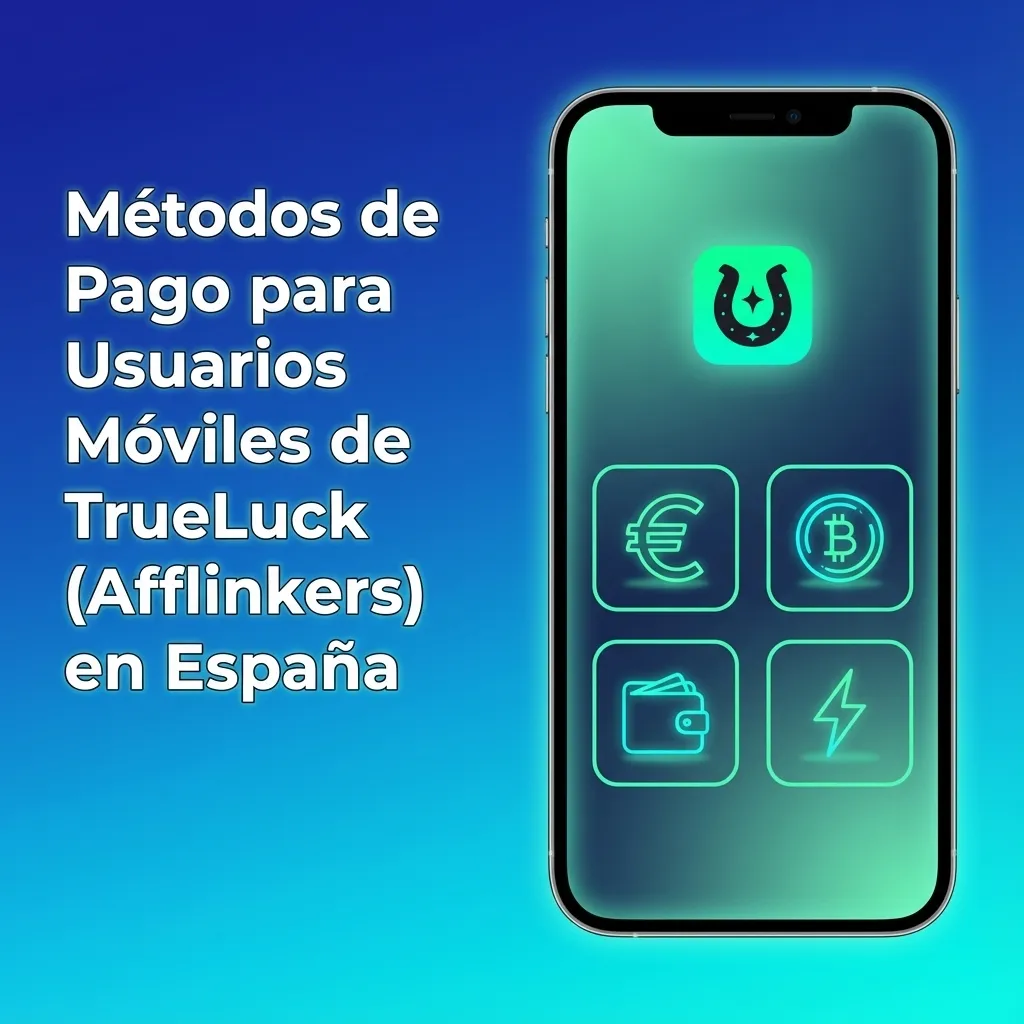 Pantalla de app TrueLuck en móvil mostrando métodos de pago: tarjetas, monederos electrónicos, prepago y transferencia.