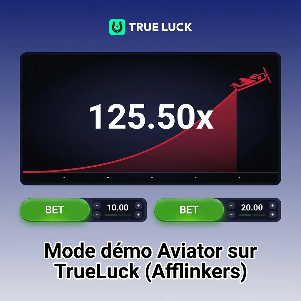 Interface du jeu Aviator en mode démo sur TrueLuck, avec multiplicateur en hausse et paris virtuels sans risque