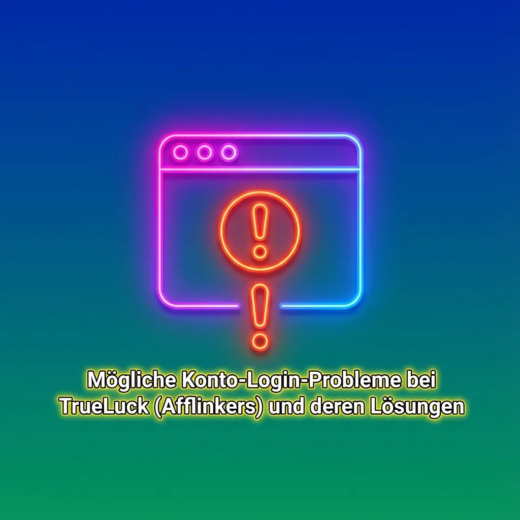 Grafik zu TrueLuck-Loginproblemen mit Tabelle typischer Fehler und kurzen Lösungen in deutscher Sprache