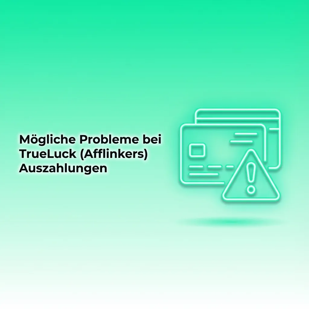 Infografik zu typischen TrueLuck-Auszahlungsproblemen mit Stichpunkten zu Verifizierung, Bankverzug, IBAN-Fehlern und Boni