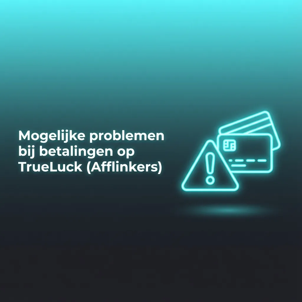 Illustratie van betalingsproblemen op TrueLuck met icoontjes voor storingen, vertragingen, verificatie en foutieve gegevens