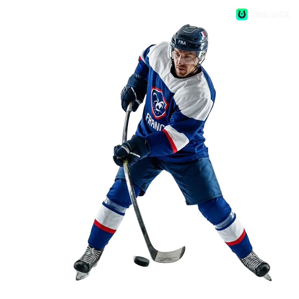 Interface TrueLuck montrant des paris hockey sur glace en ligne, cotes en direct et bonus de bienvenue en français