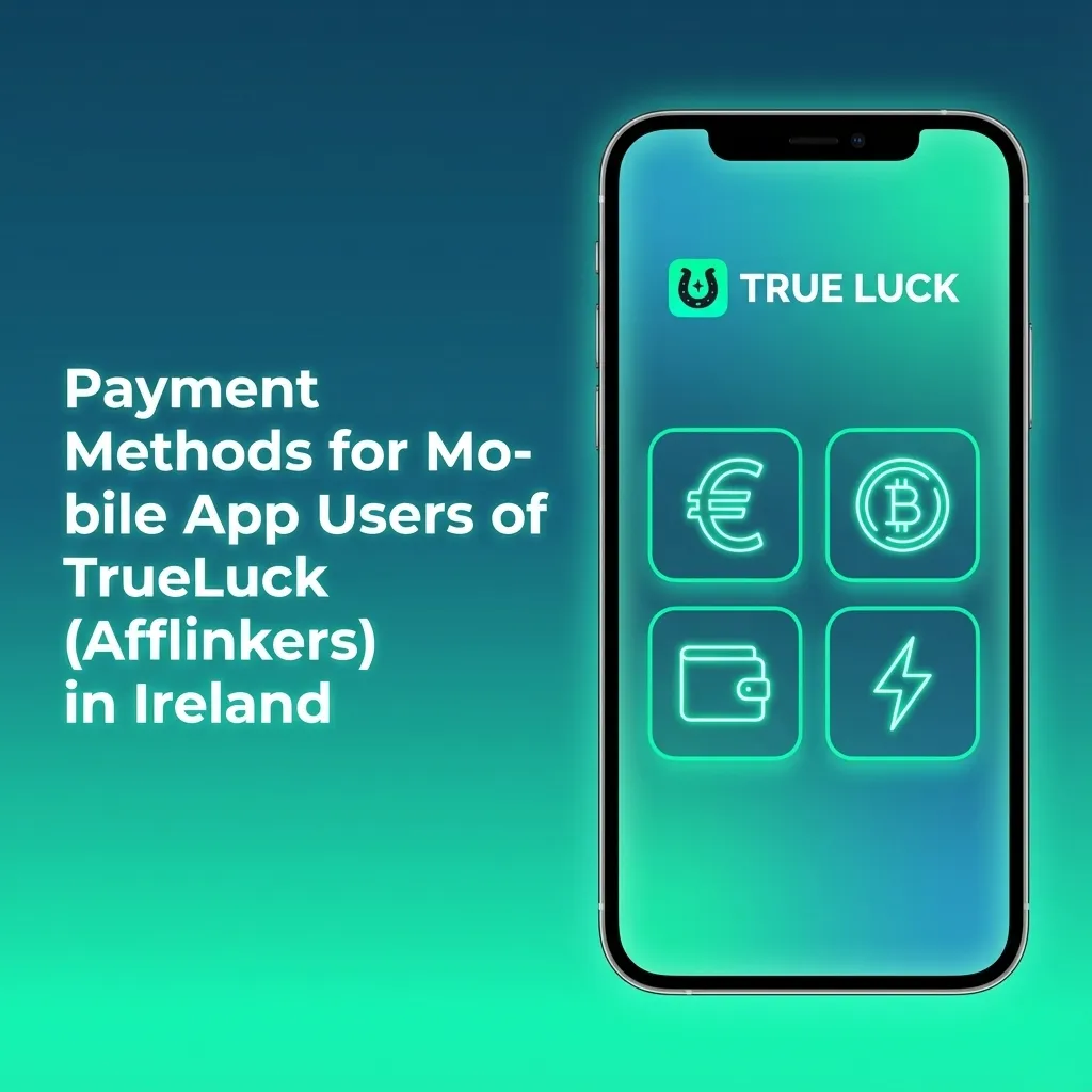Icons of Visa, Mastercard, Revolut, Apple Pay, Google Pay, bank transfer and crypto for TrueLuck Ireland mobile payments