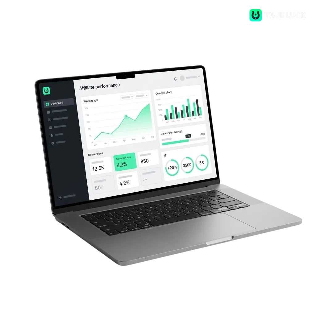 Banner del Programa de Afiliados TrueLuck (Afflinkers) destacando comisiones competitivas y crecimiento en España