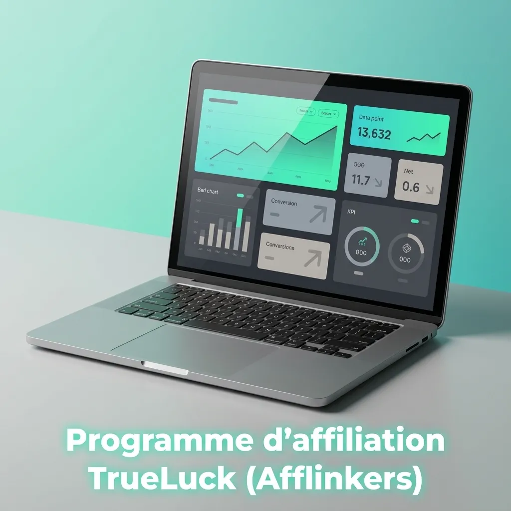Bannière TrueLuck Afflinkers présentant un programme d’affiliation pour site de paris et casino avec supports marketing