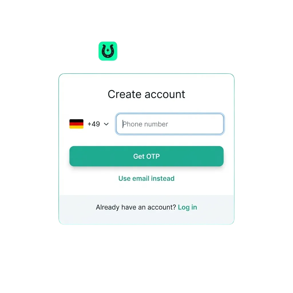 Deutsche TrueLuck-Website mit Registrierungsformular, Login-Feldern und Hinweis auf Verifizierung und Willkommensbonus