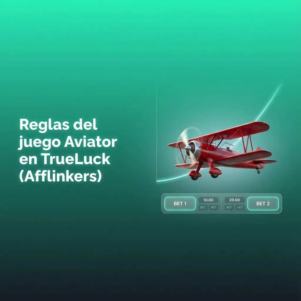 Ilustración del juego Aviator en TrueLuck mostrando avión, multiplicador ascendente y botones de apuesta y cash out.