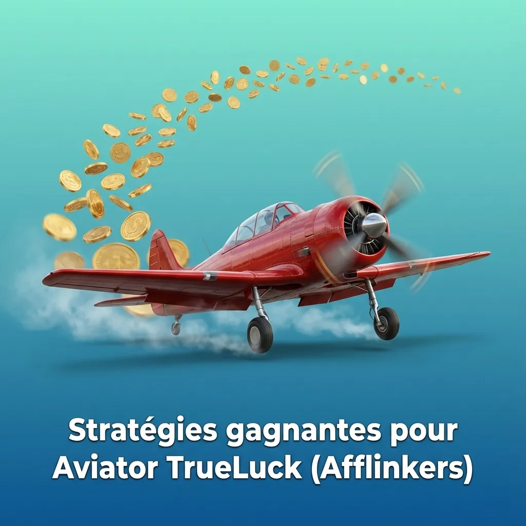 Illustration Aviator TrueLuck : avion, courbe de gains et joueur gérant sa bankroll avec stratégies et petits multiplicateurs