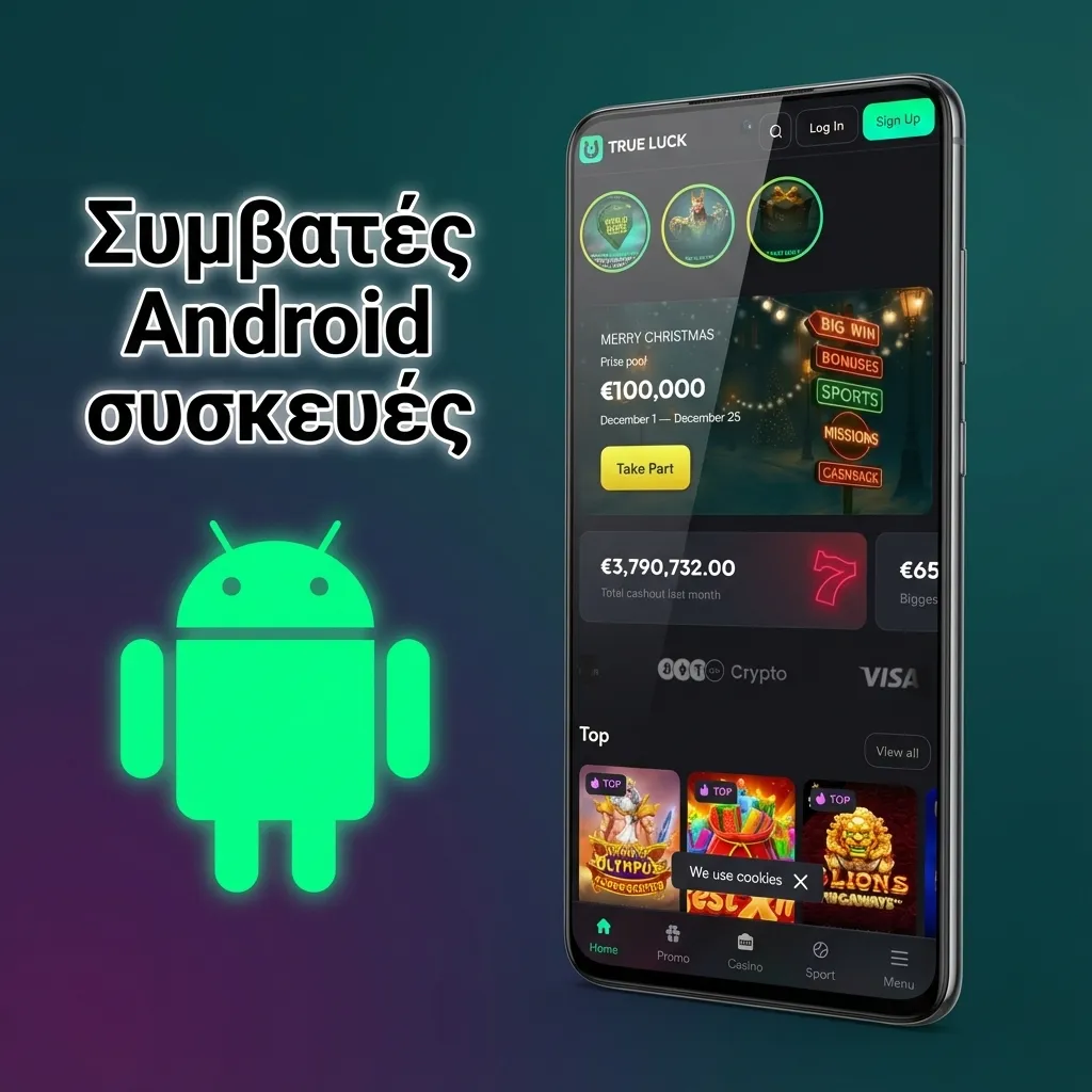 Κολάζ δημοφιλών Android συσκευών στην Ελλάδα με κείμενο για συμβατά μοντέλα TrueLuck (Afflinkers)