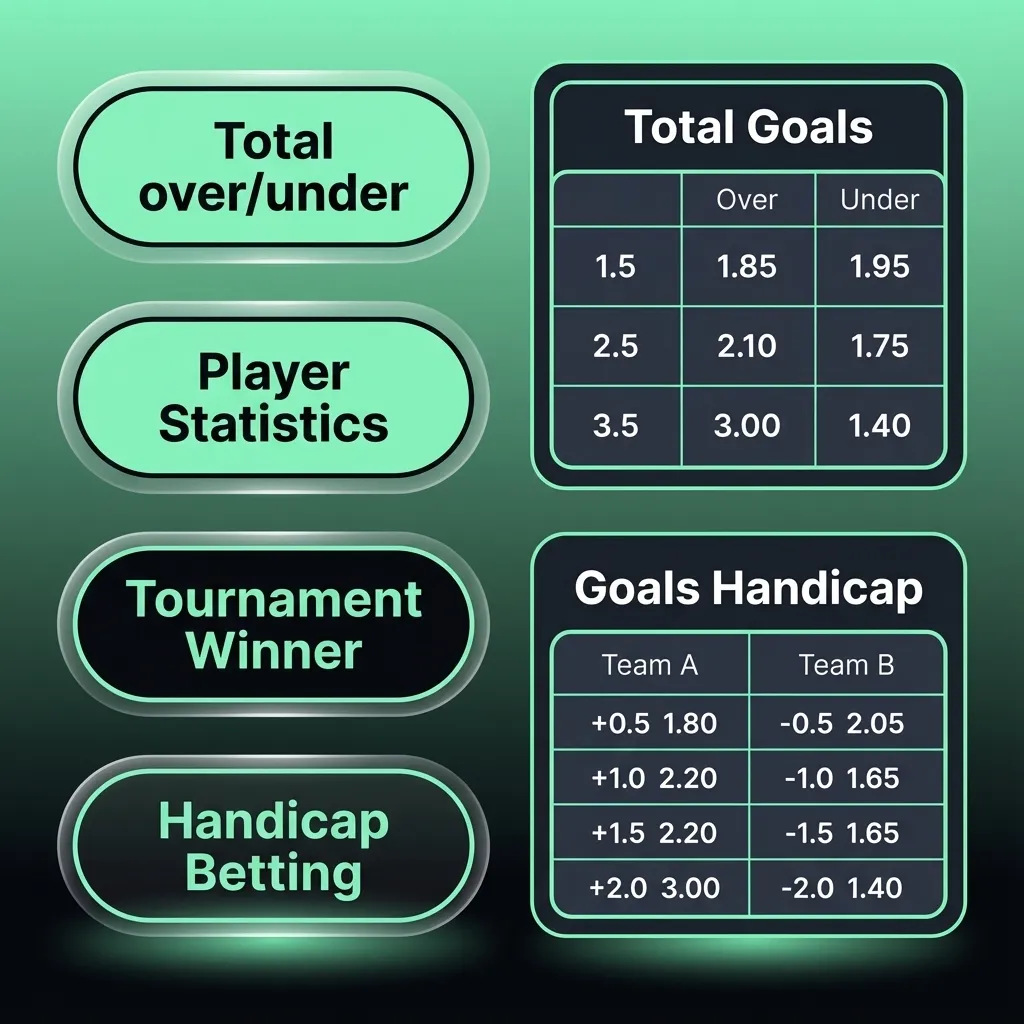 Grafik mit drei Wettarten: Einzelwette, Systemwette und Kombiwette, mit kurzen Erklärungen zu Risiko und Gewinn