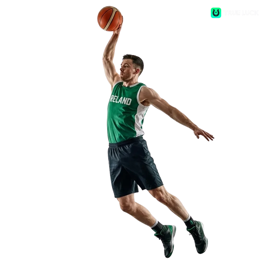 TrueLuck Ireland online basketball betting site on laptop and phone, showing live odds and markets for global games