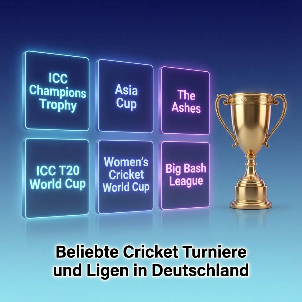 Grafik zu beliebten Cricket-Turnieren und Ligen weltweit mit Fokus auf Wettmöglichkeiten in Deutschland