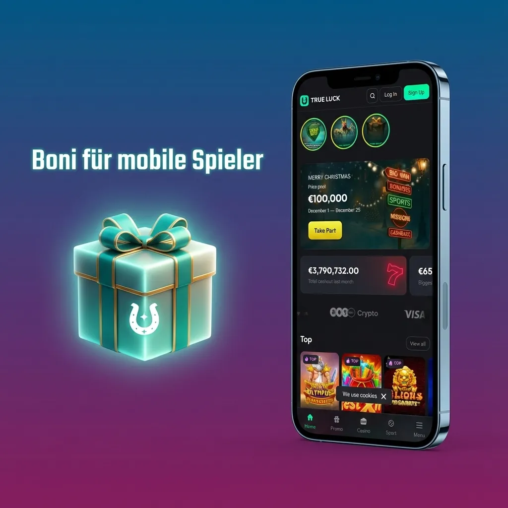 Illustration eines Smartphones mit Casino- und Sportbonus-Symbolen, die mobile Willkommensboni und Freispiele darstellen