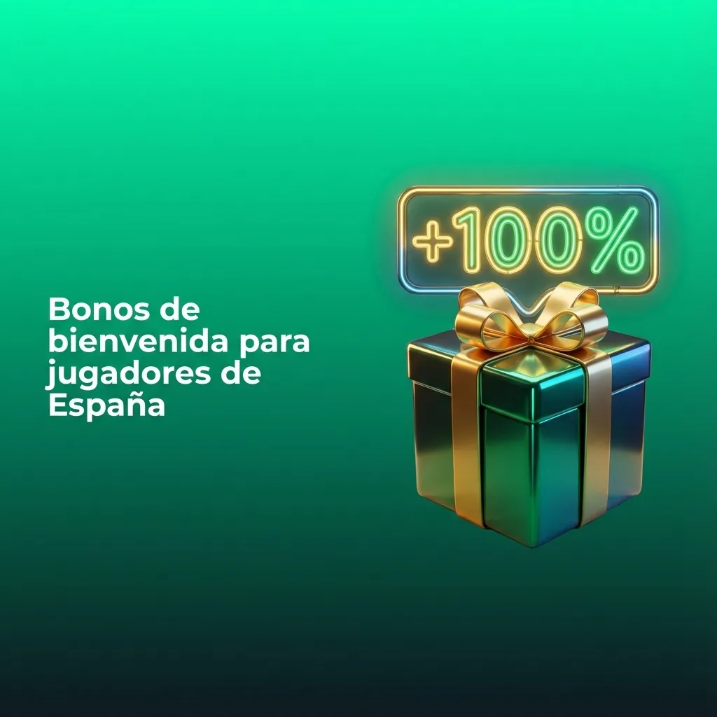 Banner de bonos de bienvenida para jugadores de España con ofertas de casino, casino en vivo y apuestas deportivas