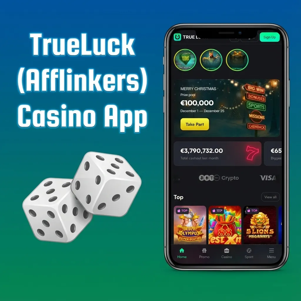 TrueLuck casino app screen showing slots, live dealer tables, and sports betting options in a unified mobile interface