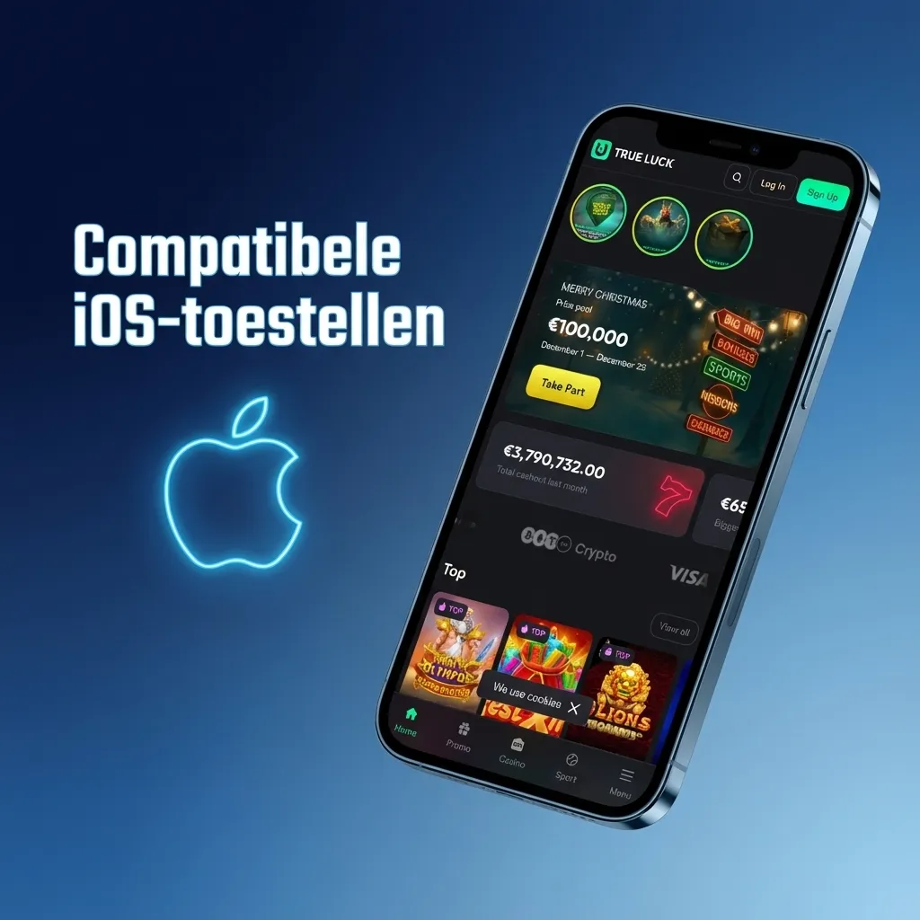 Overzicht van compatibele iOS‑toestellen voor de TrueLuck app, van iPhone X t/m iPhone 15 en recente iPads.