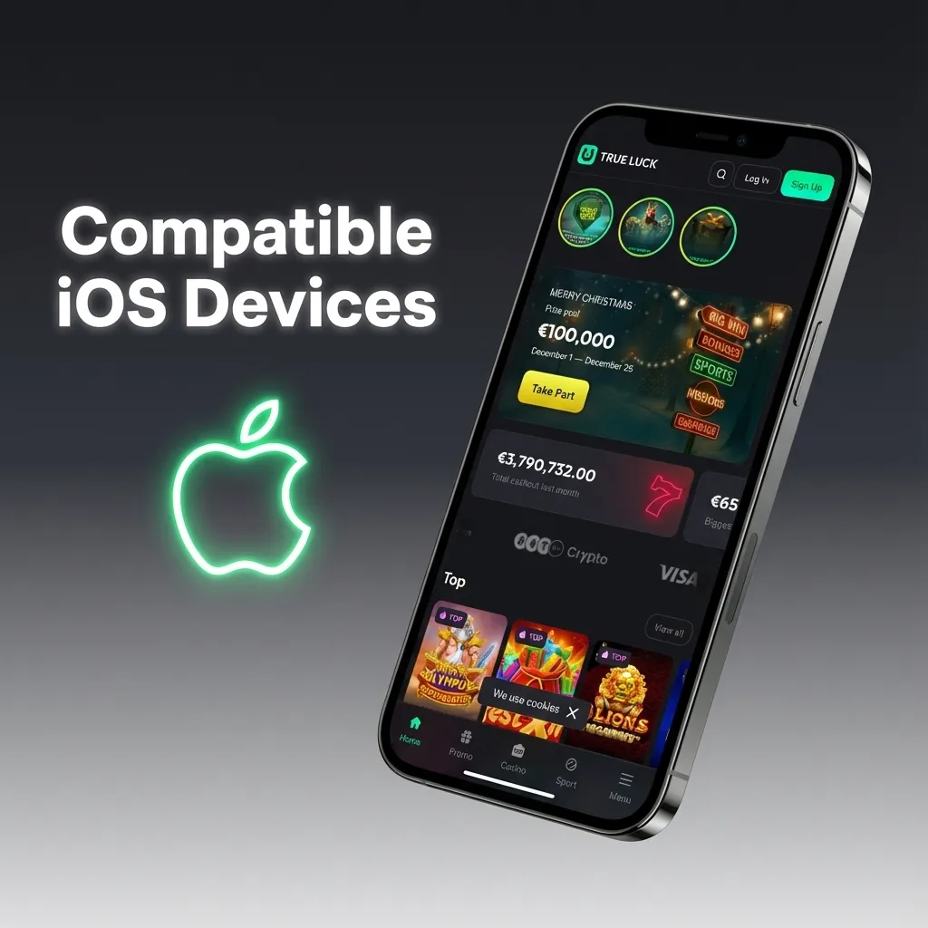 Graphic showing compatible iPhones and iPads for the TrueLuck betting app in Ireland