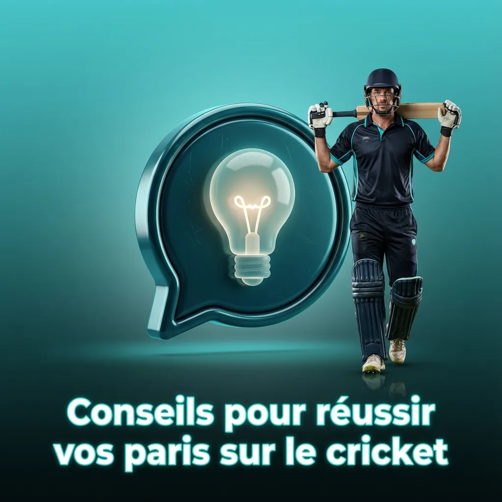 Bannière française sur les paris cricket, avec terrain, batteur en action et conseils de stratégie et gestion de bankroll