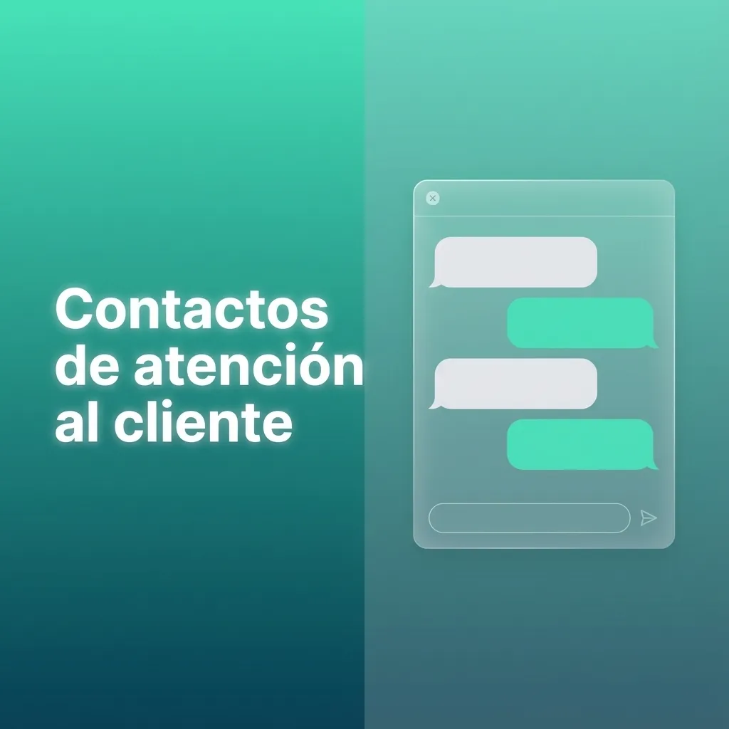 Pantalla de ayuda al cliente con opciones de contacto: chat en vivo, correo, formulario web y centro de ayuda/FAQ