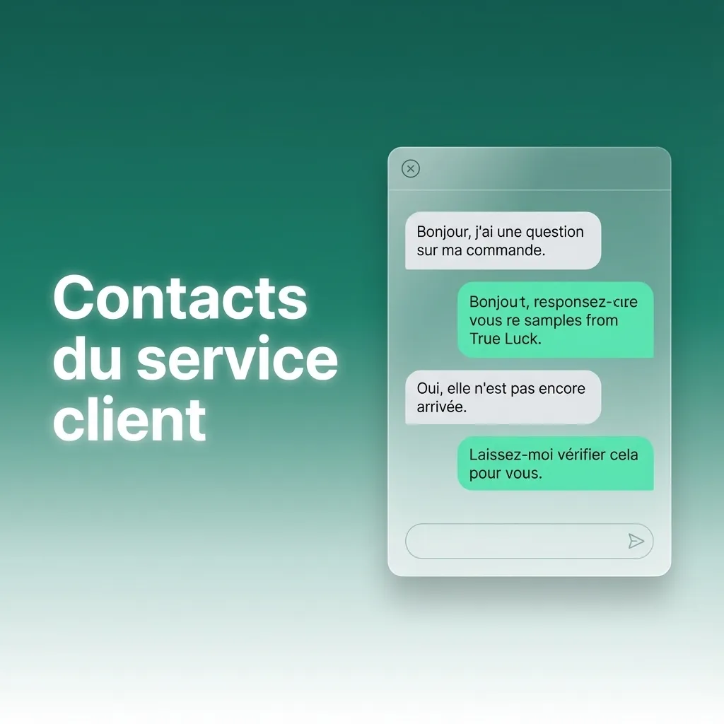 Icônes d’e-mail, chat, formulaire et FAQ illustrant les différents moyens de contacter le support client Trueluck