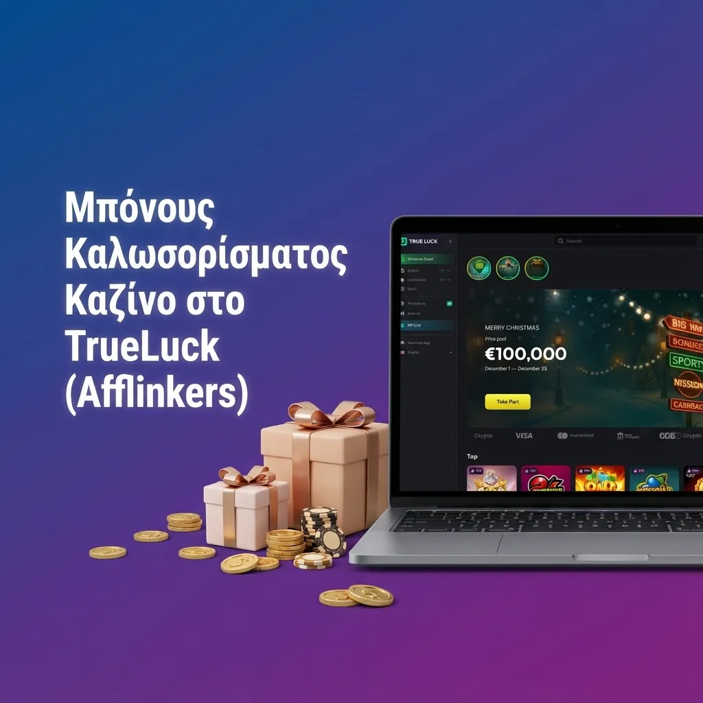 Προωθητικό banner TrueLuck με πακέτο καλωσορίσματος καζίνο 250% έως 4.000 €, 175 free spins και bonus αθλητικού στοιχήματος
