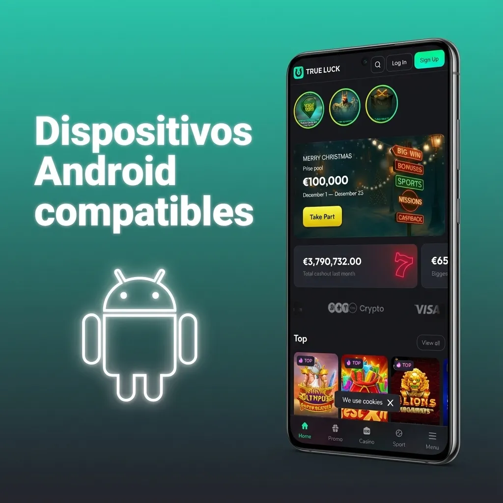 Lista ilustrada de smartphones Android modernos compatibles con la app web TrueLuck (Afflinkers) en español
